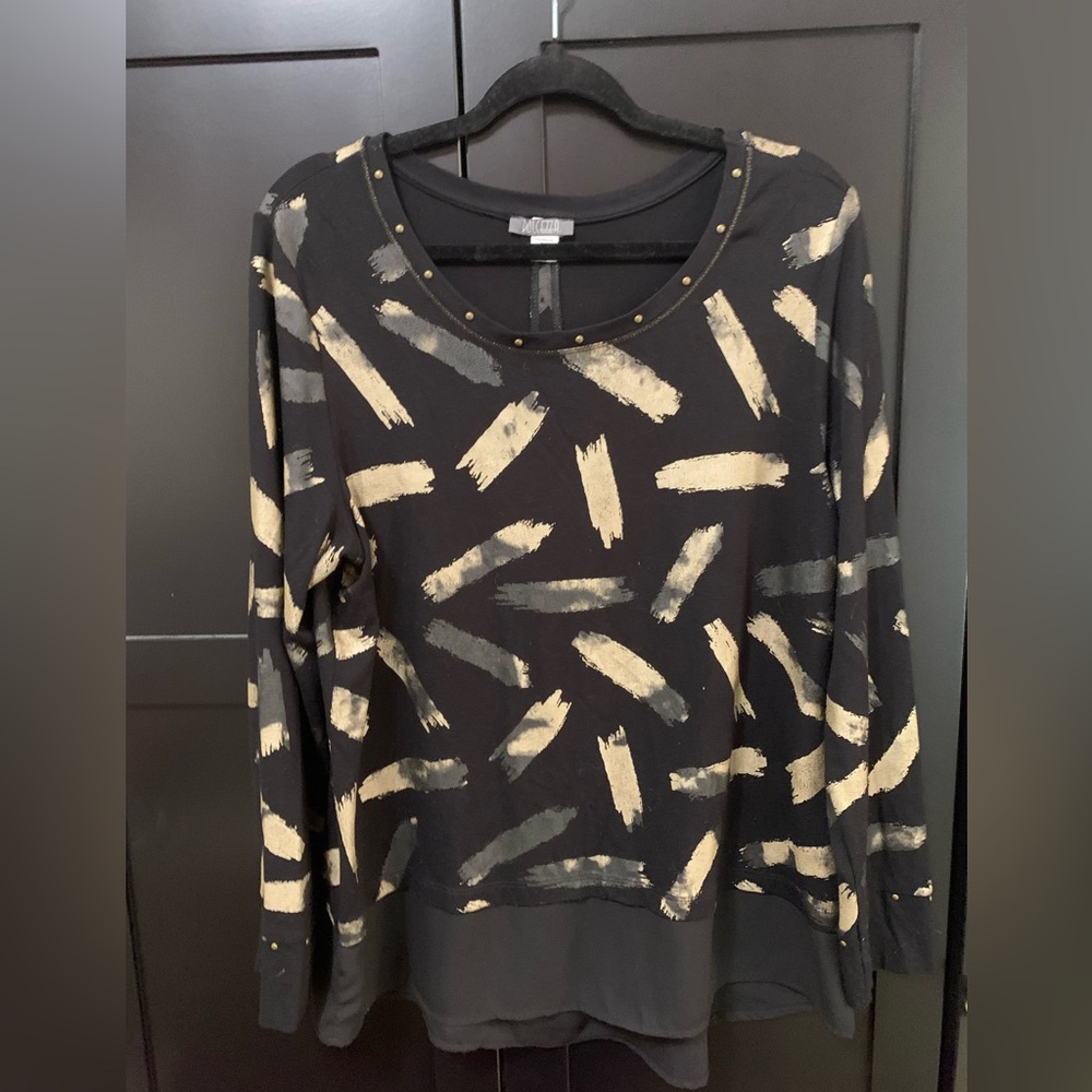 Elegant Black and Gold Blouse, Dolcezza large classic timeless
